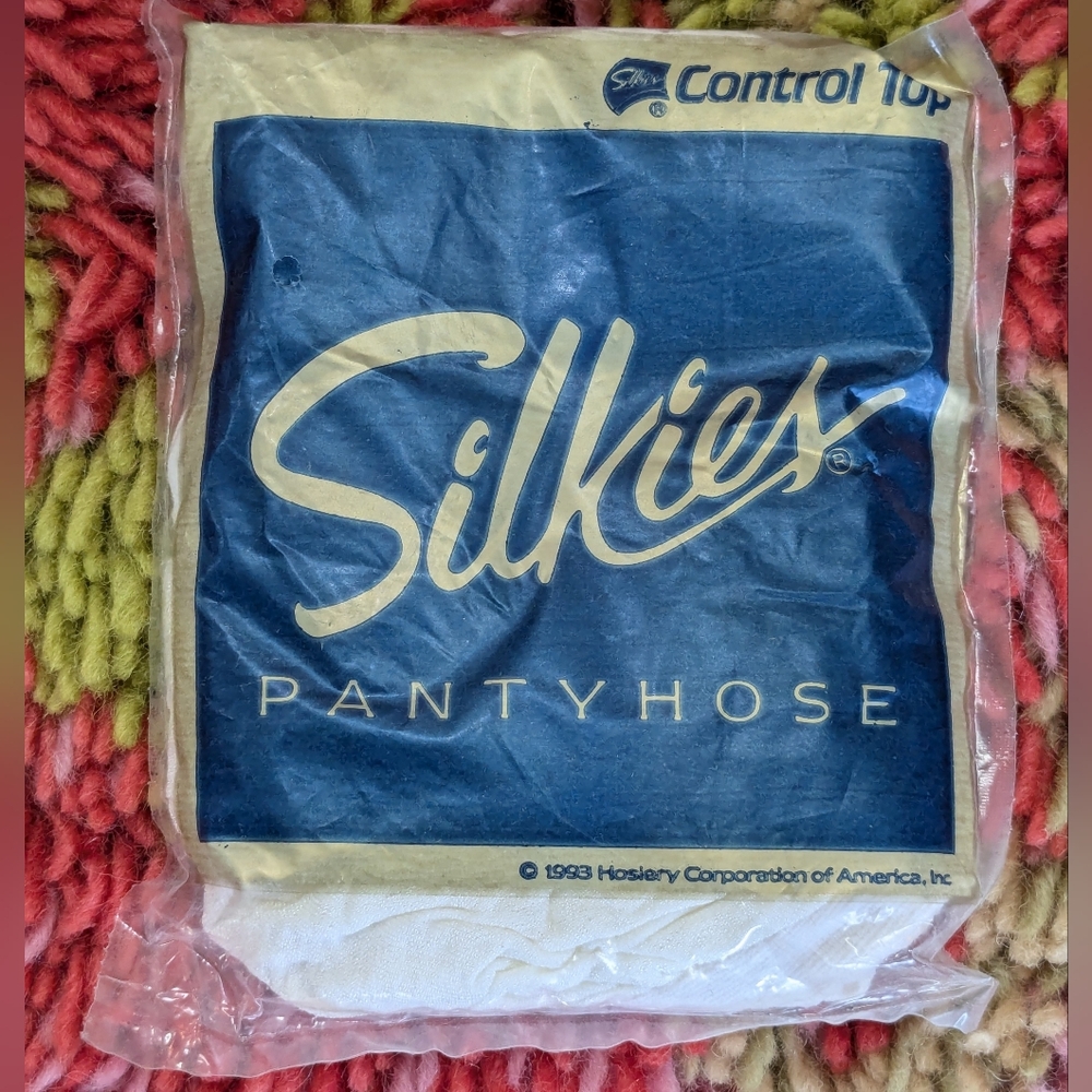 Vintage Silkies Control Top White Pantyhose